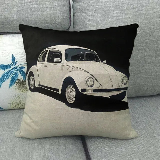Housse de Coussin Décorative Motif VW Coccinelle Rétro