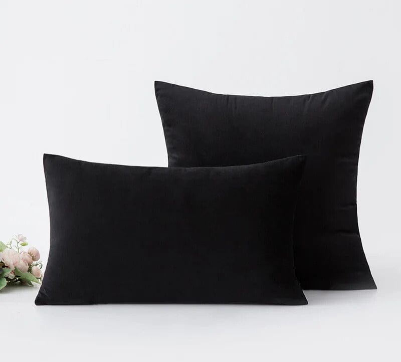 Housse de Coussin en Velours Noir