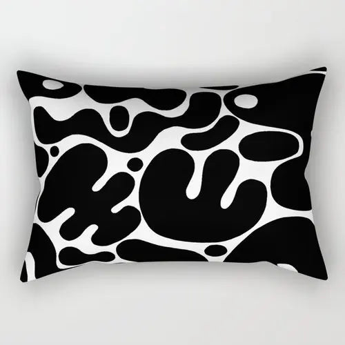 Housse de Coussin Rectangulaire Motif Noir et Blanc