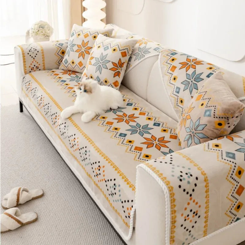 Protège Canapé en Flanelle Nordique Beige